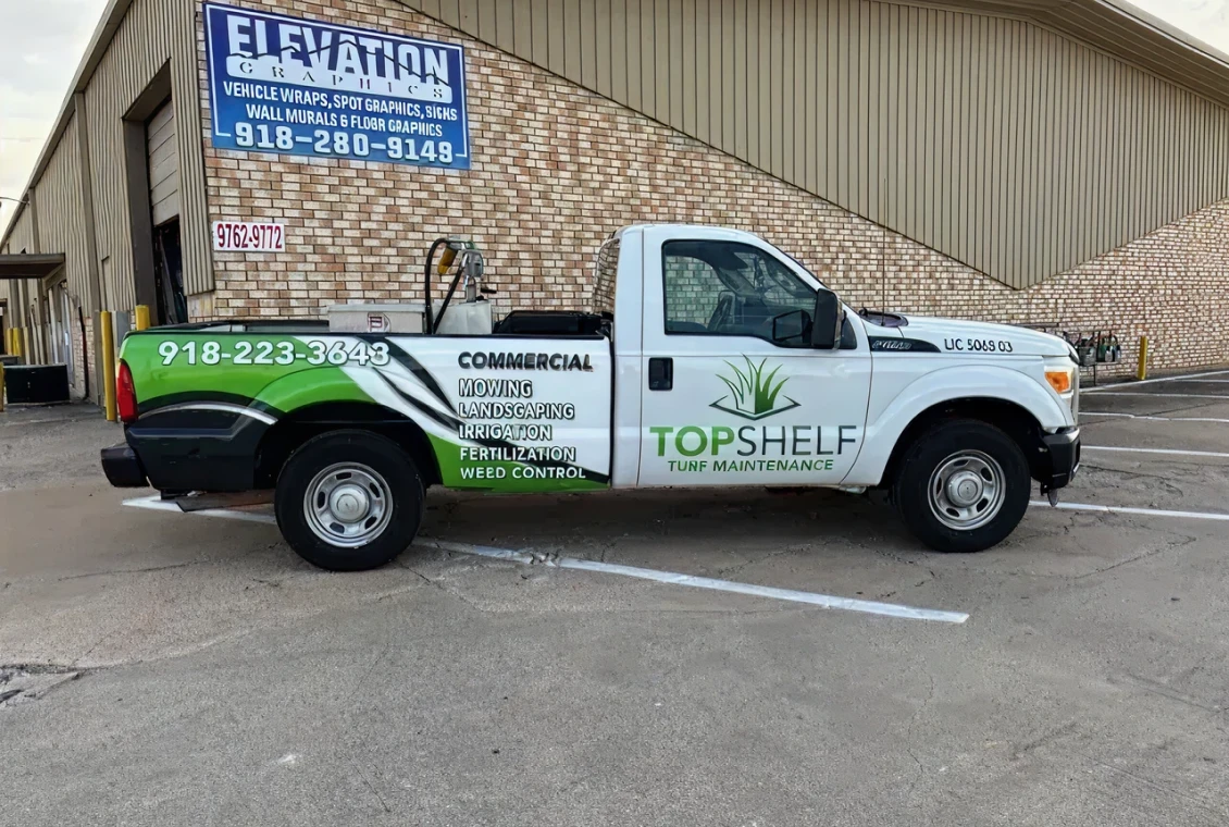 Top Shelf Turf Maintenance vehicle side view